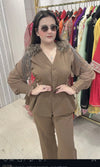 New office wear cordset on banana crape fabric in two colours