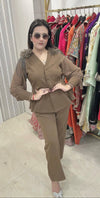 New office wear cordset on banana crape fabric in two colours