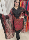 New Pakistani Suit in Pure Cotton Lawn Fabric - Black and red with floral digital print Pure Cotton Lawn women's ethnic wear