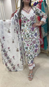 New Pakistani Style Cotton Suit - Deep blue with intricate white embroidery Pure Cotton women's ethnic wear