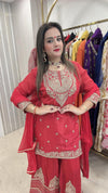 Semi party wear suits Pure chinon fabric