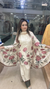 Farshi suit on pure muslin crape fabric with pink floral print full front view