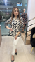 Black and cream printed shirt on pure muslin fabric full front view
