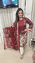 Pakistani Suit in Cotton Lawn Fabric with Pure Cotton Dupatta - Maroon and cream Cotton Lawn women's ethnic wear