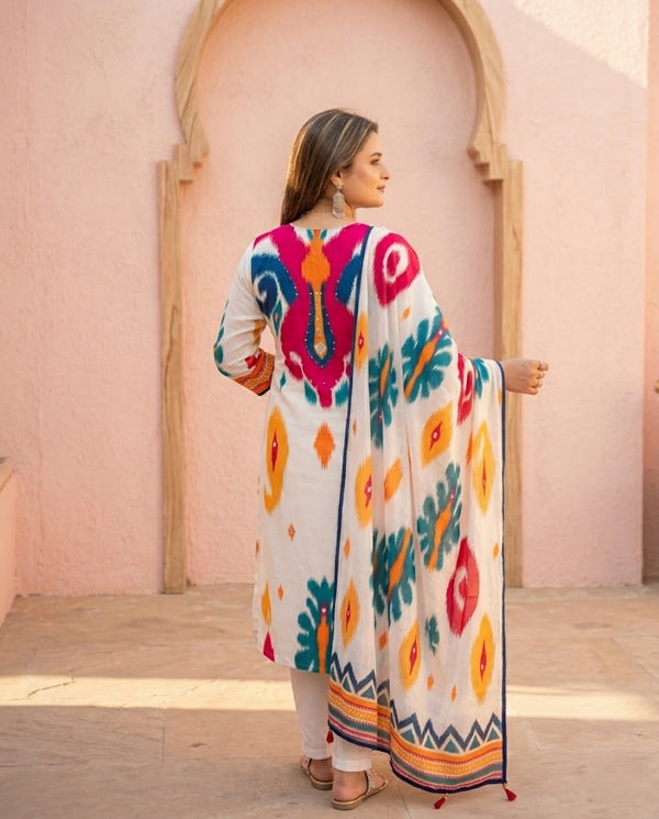 Pure masleen fabric suit with chinon dupatta
