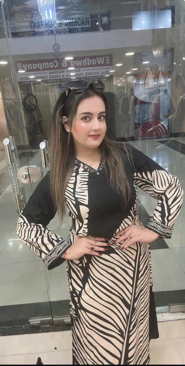 New Co-ord Set in Cotton Rayon Fabric - Black and cream Cotton Rayon women's ethnic wear