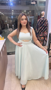 Light blue western dress in georgette fabric full front view