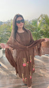 Cotton Suit with Embroidery Work - Coffee brown with floral embroidery Cotton women's ethnic wear