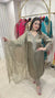 New Pakistani Style Suit in Satin Fabric with Handwork - Olive green Satin women's ethnic wear